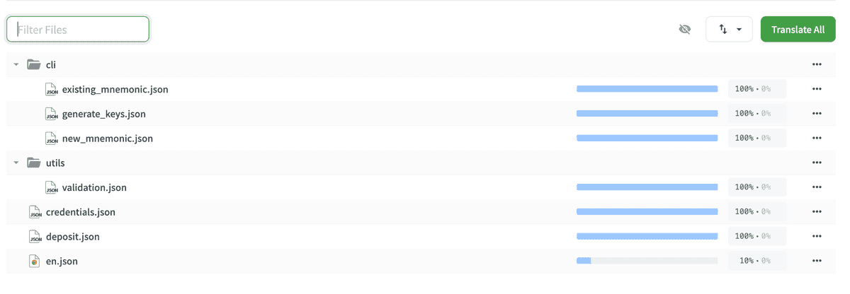 Screenshot showing how files are shown in the Crowdin user interface