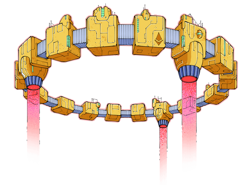 イーサ(ETH) グリフを見て驚嘆する人々のグループの図